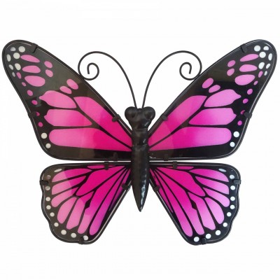 Liffy 15 Inch Metal With Printing Glass Garden Butterfly Wall Art Hanging