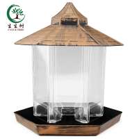 China Factory Panorama Bird Feeder, Hexagon Shaped with Roof Hanging Bird Feeder for Garden Yard Decoration